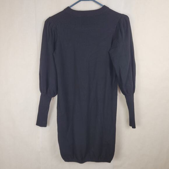 Minnie Rose black puff sleeve sweater dress Size Small Minimal Clean Girl - Picture 2 of 9